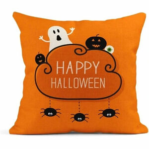 NEW adorable - HAPPY HALLOWEEN -  Accent / Decorative Orange Throw Pillow Cover